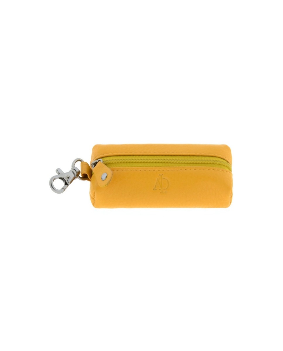 Chaveiro com Porta-Moedas em Couro Amarelo-1