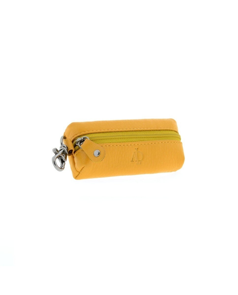 Chaveiro com Porta-Moedas em Couro Amarelo-2