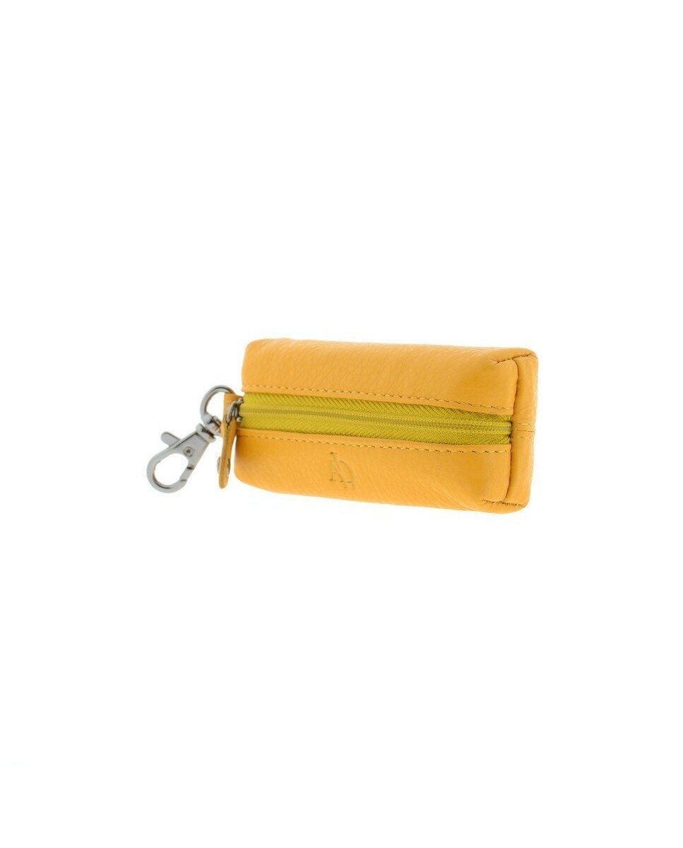 Chaveiro com Porta-Moedas em Couro Amarelo-3