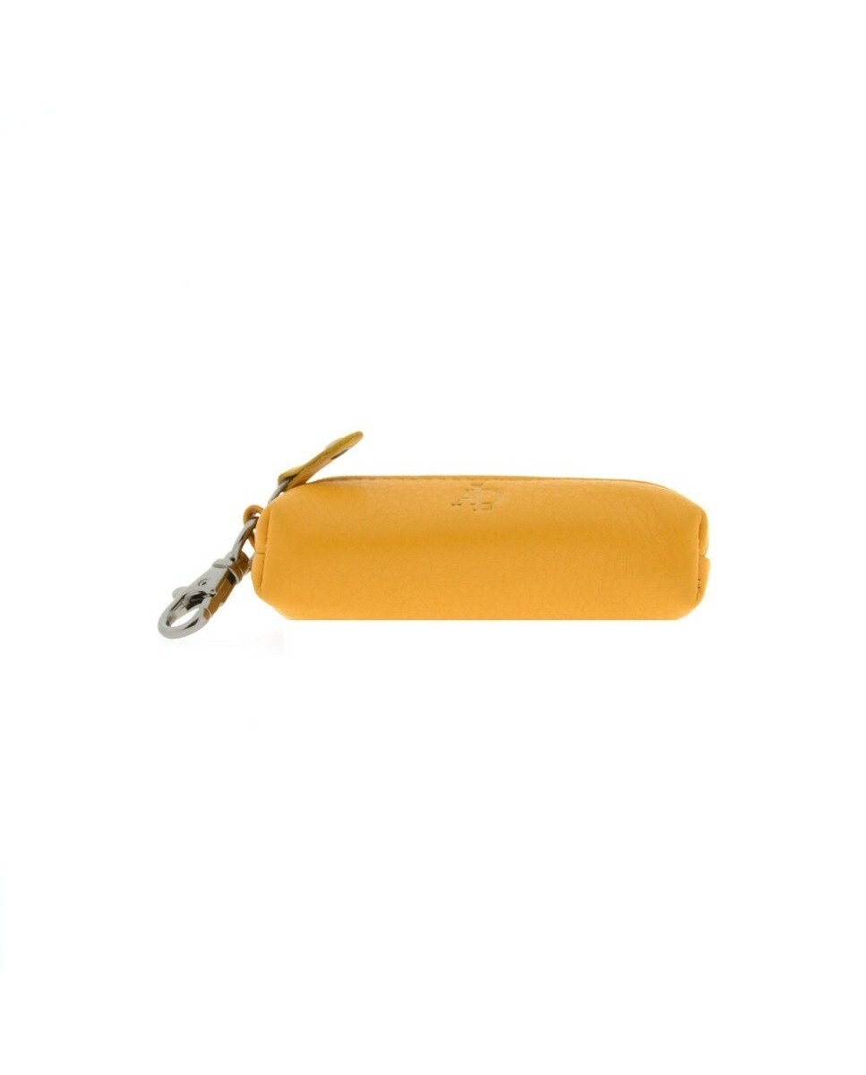 Chaveiro com Porta-Moedas em Couro Amarelo-4