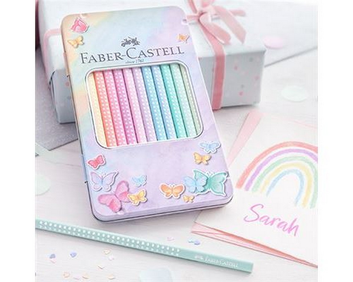 Lápis de Cor Faber-Castel Sparkle em Caixa de Metal Cores Pastel , 12 Unidades 1