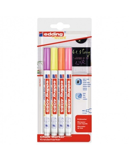 Imagem 0 de Blister de 4 Canetas de Feltro de Giz Líquido 4085 - Cores Pastel Néon