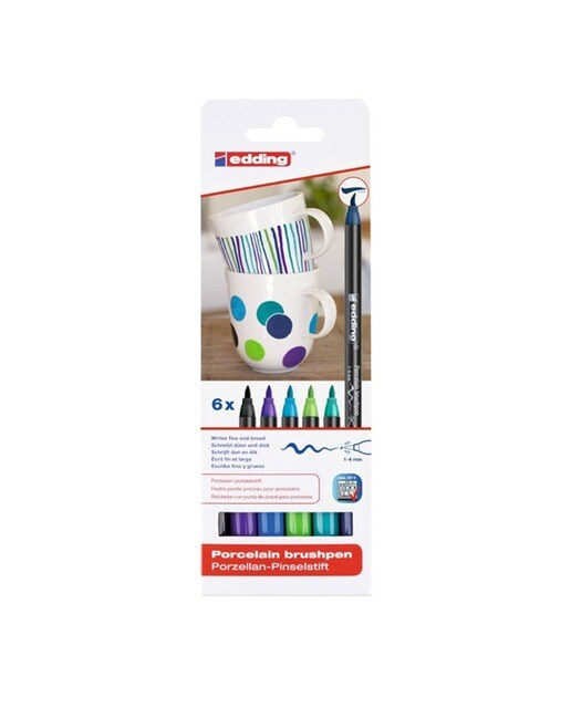 Blister de 6 Canetas de Feltro de Porcelana 4200 - Cores Frias 1