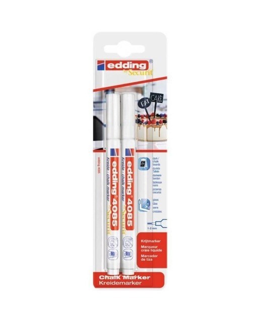 Imagem 0 de Blister de 2 Marcadores de Giz Liquido Edding 4085 Branco
