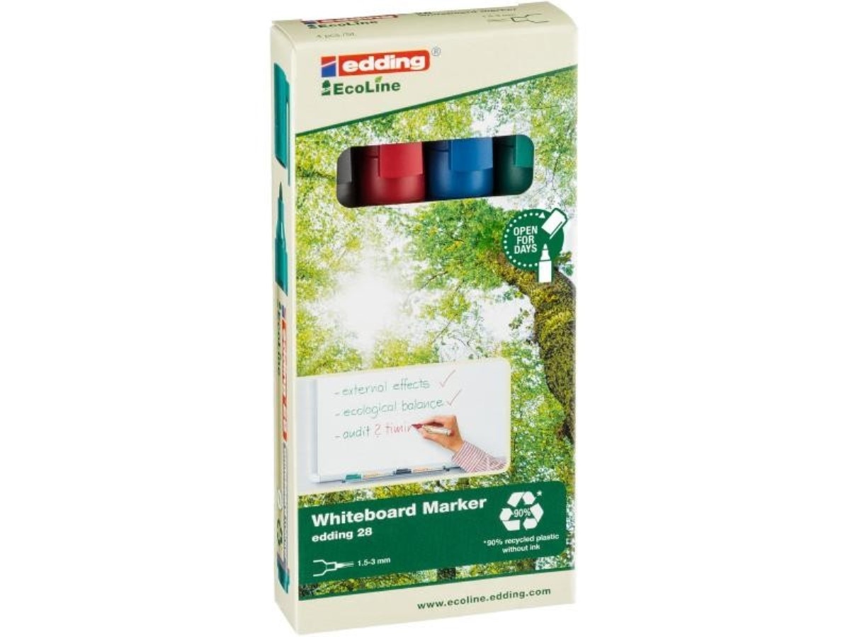 Imagem 0 de Conjunto de 4 Marcadores para Quadro Branco Edding 28 Ecoline