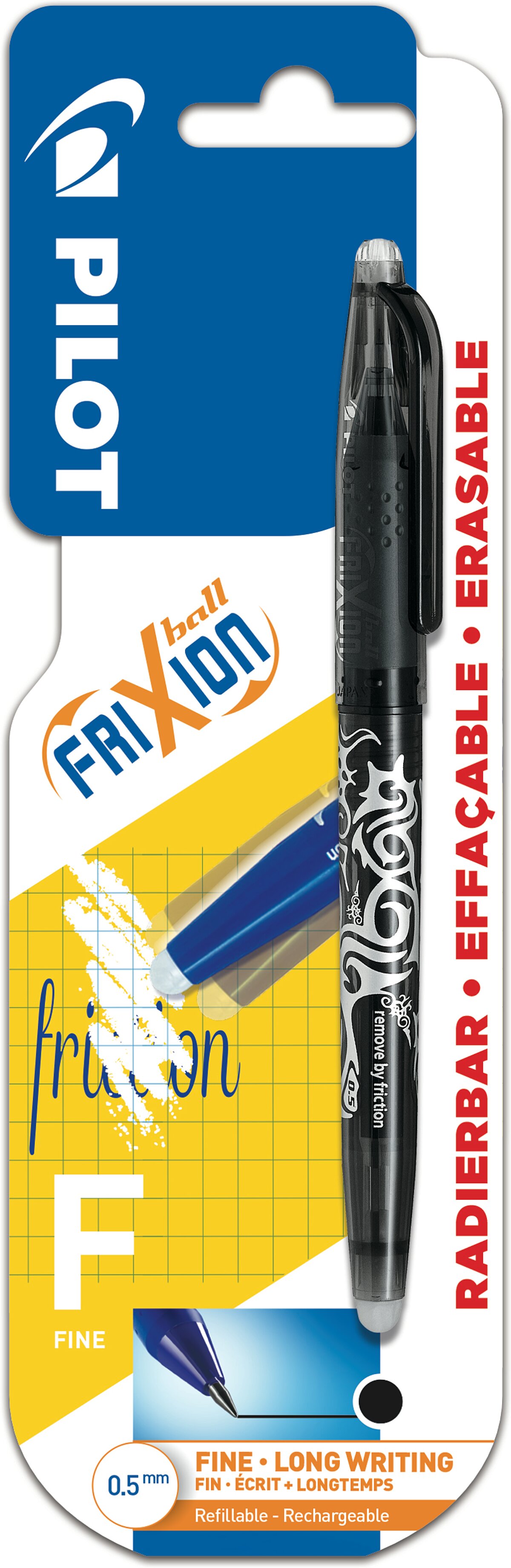Caneta Frixion Ball Preta Fina 0,5 mm 2