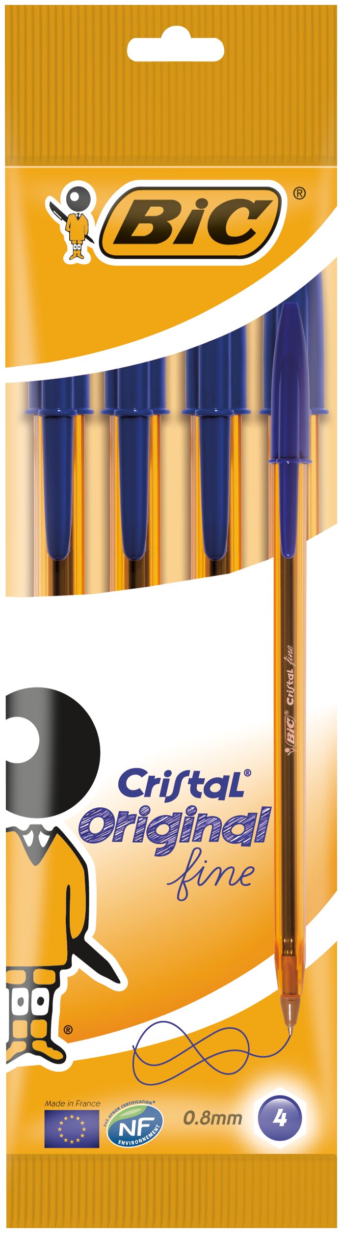 Imagem 0 de Canetas Esferográficas Cristal Fine Ponta Fina Pack de 4 - Azul