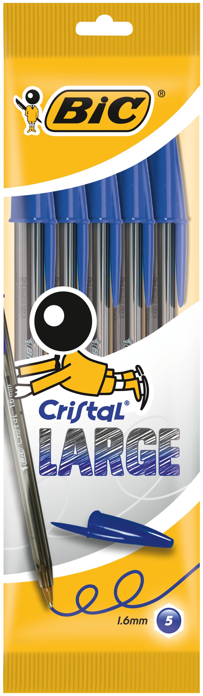 Imagem 0 de Pack de 5 canetas esferográficas Cristal Large Ponta Larga azuis