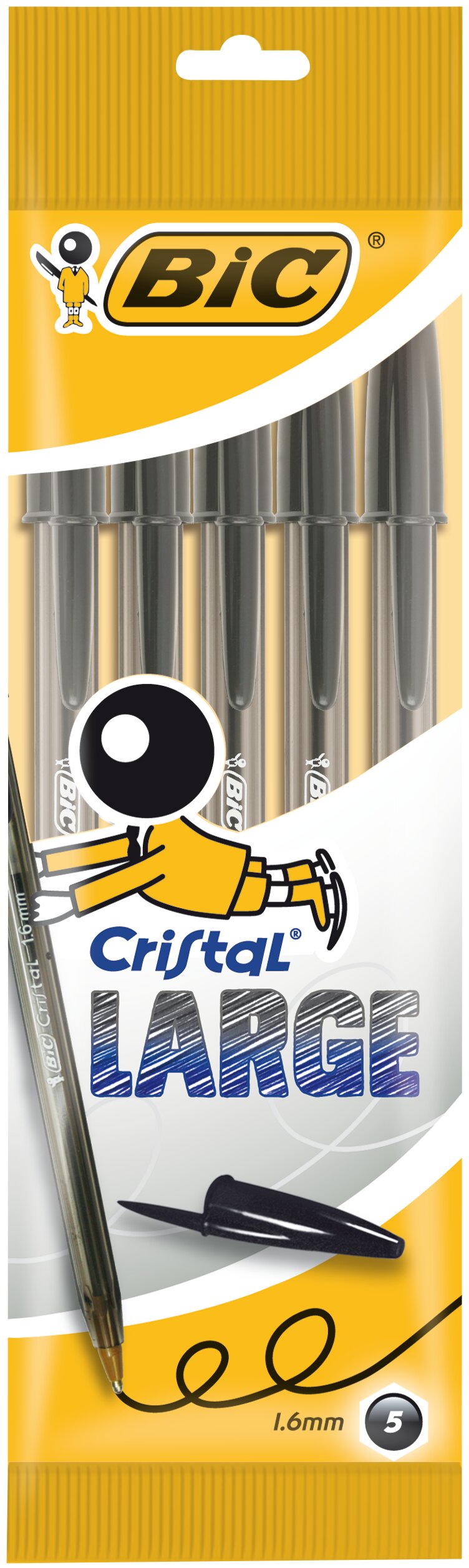 Imagem 0 de Pack de 5 canetas esferográficas Cristal Large Ponta Larga pretas