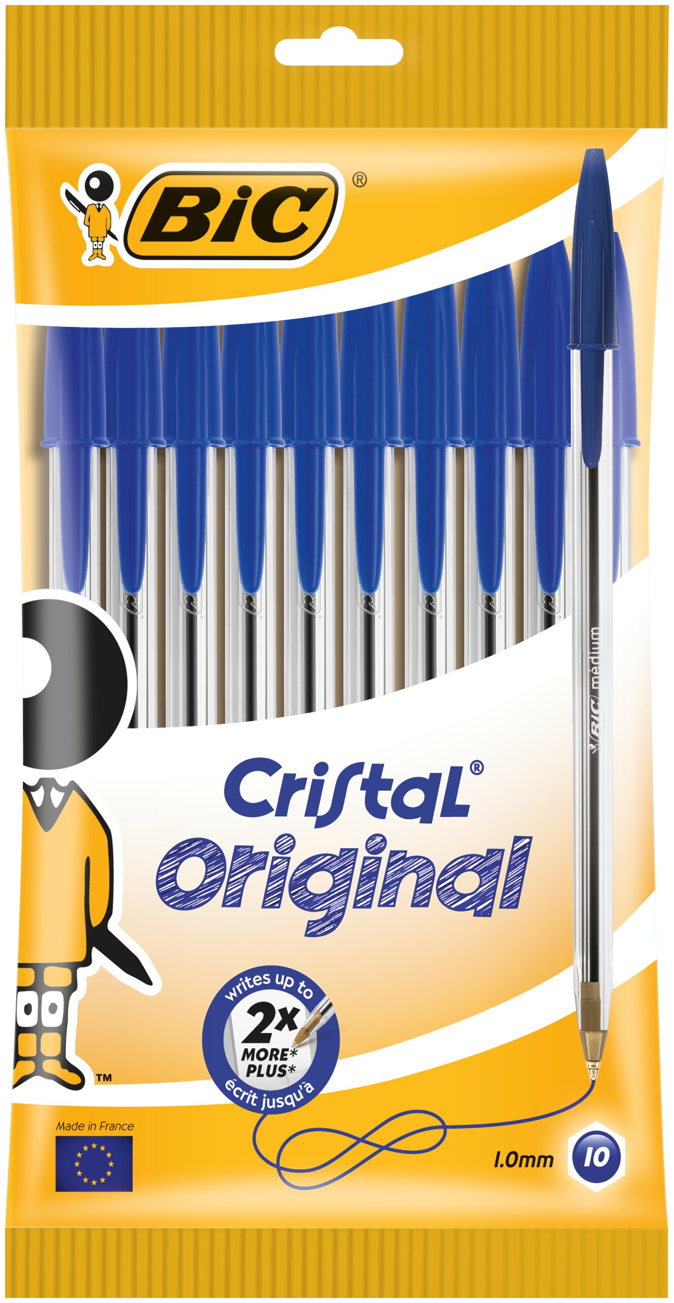 Canetas Esferográficas Cristal Original Ponta Média Pack de 10 - Azul 1