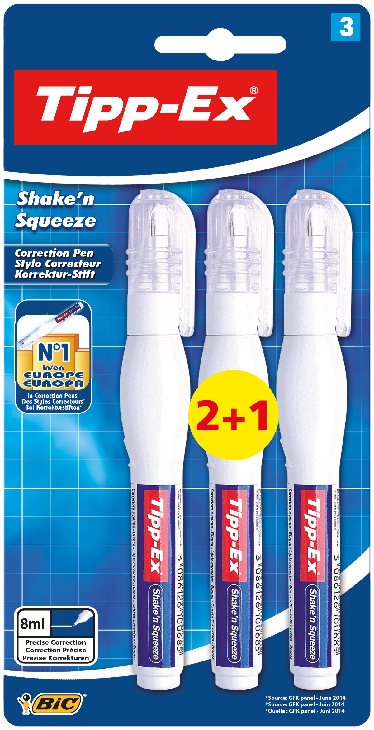 Imagem 0 de Pack de 2+1 Canetas Esferográficas de Correctores Líquidos Tipp-Ex Shake'n Squeeze
