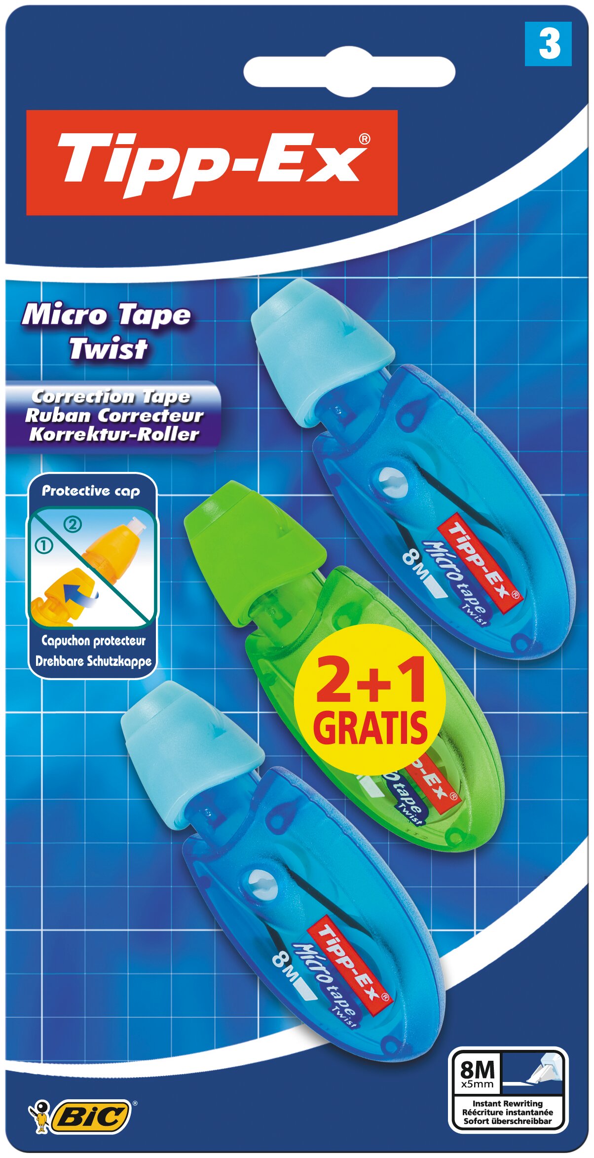 Imagem 0 de Pack de 2+1 Fitas Correctoras Tipp-Ex Micro Tape Twist