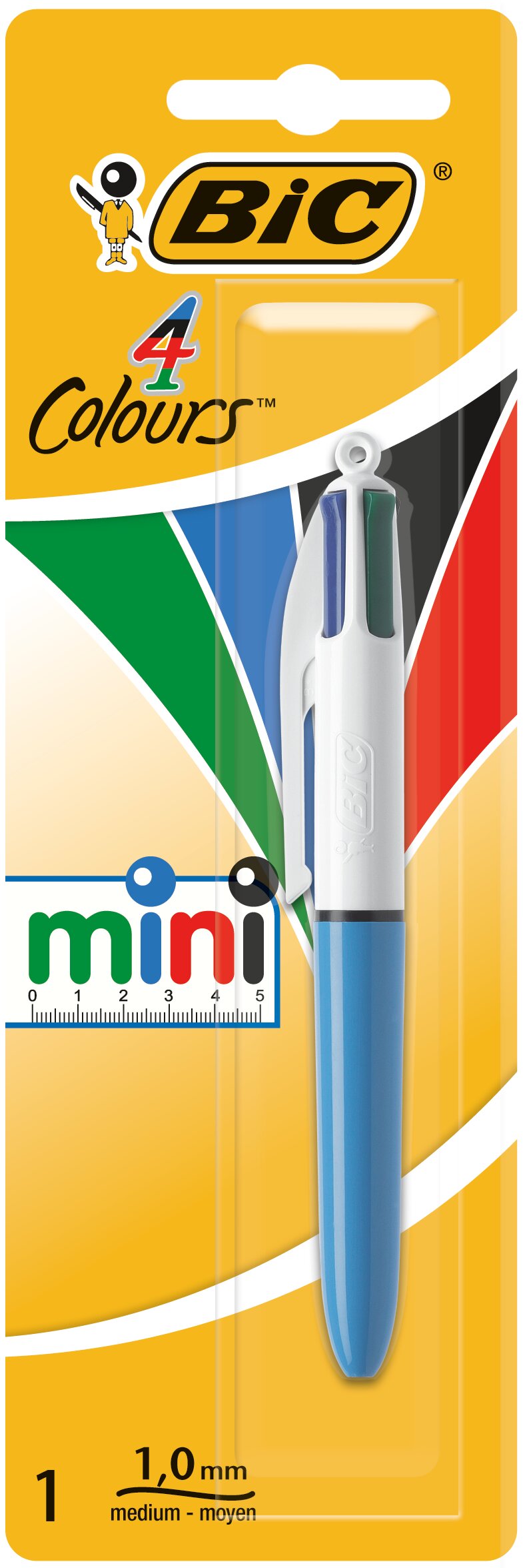 Pack de 1 Caneta Esferográfica de 4 Cores Mini Ponta Média 1