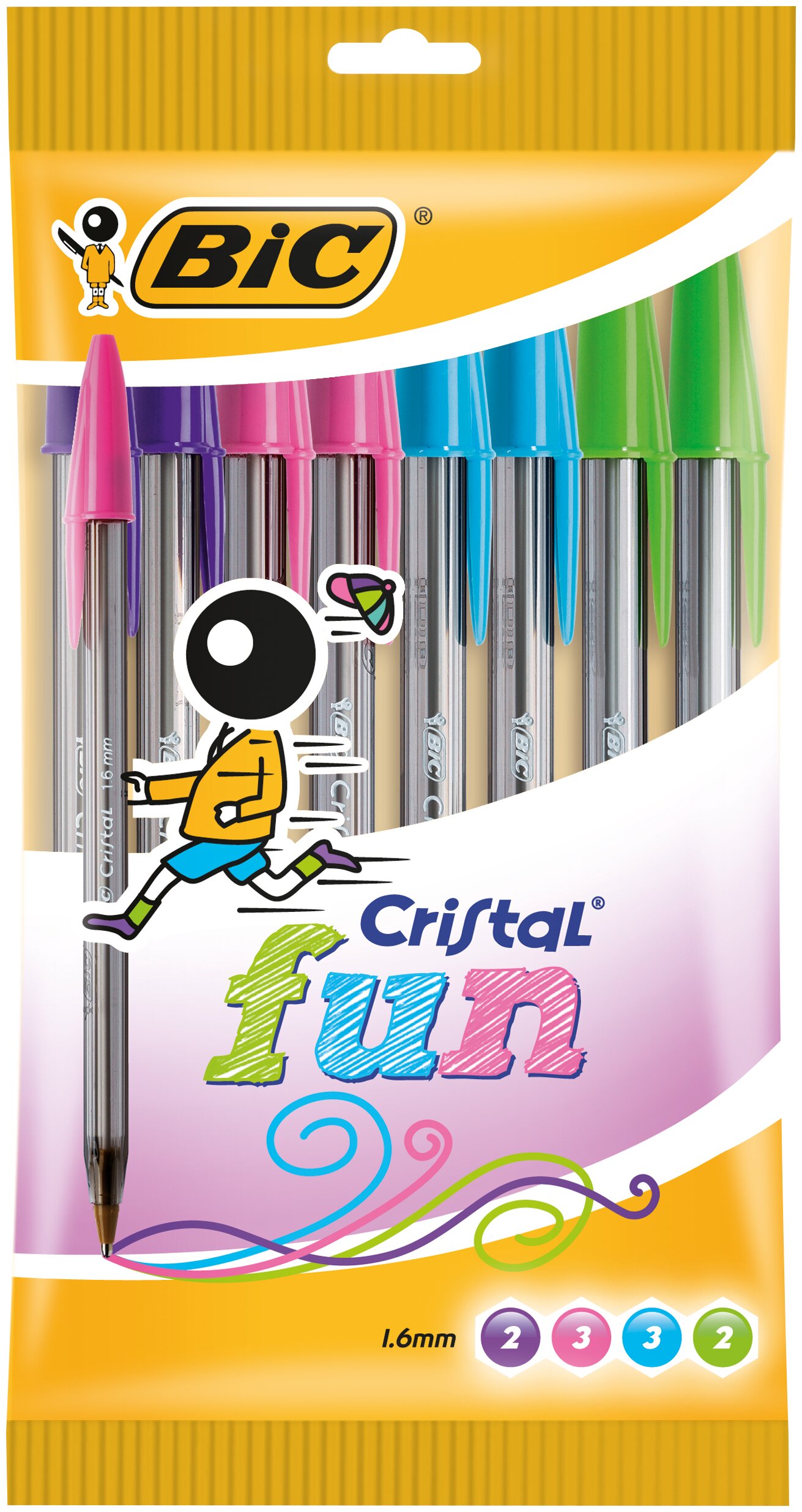 Embalagem de Canetas Esferográficas Cristal Fashion 8 + 2 multicolor 1