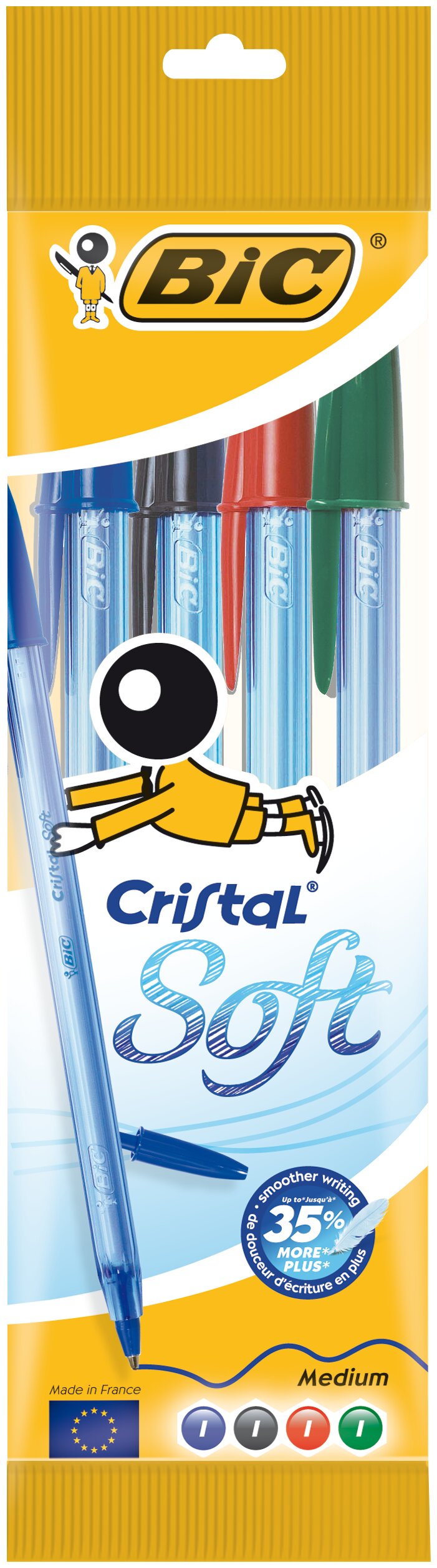 Pack de 4 canetas esferográficas Cristal Soft Ponta Média 1