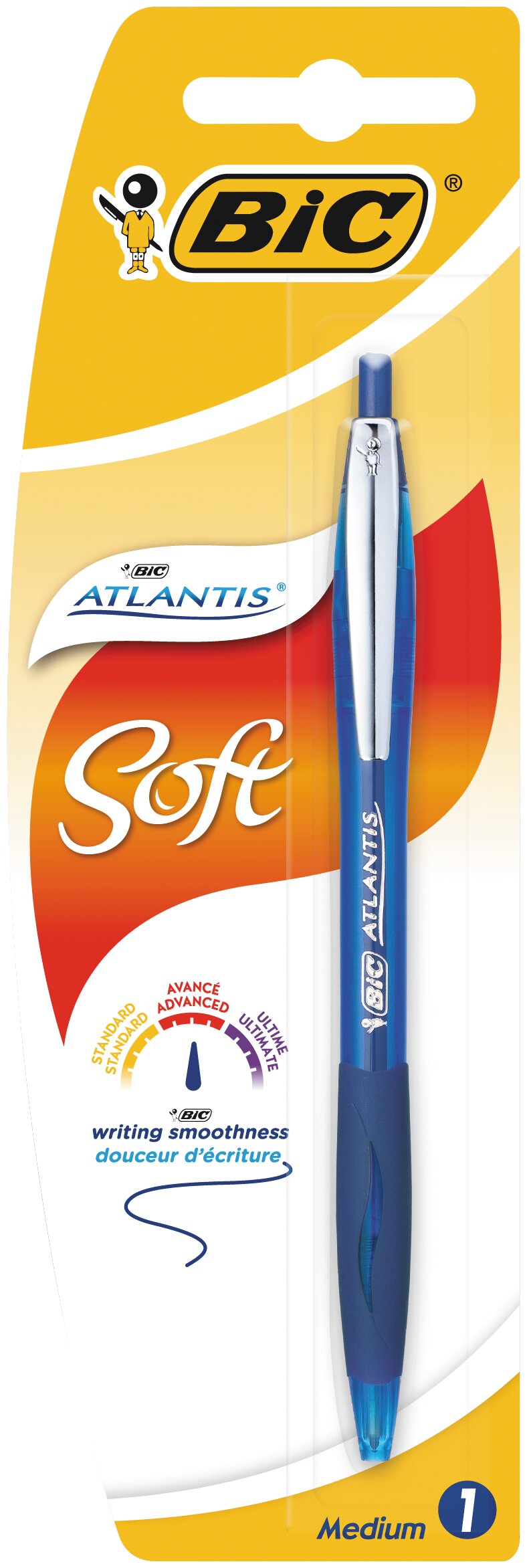 Pack de 1 caneta esferográfica Atlantis Soft Ponta Média azul 1