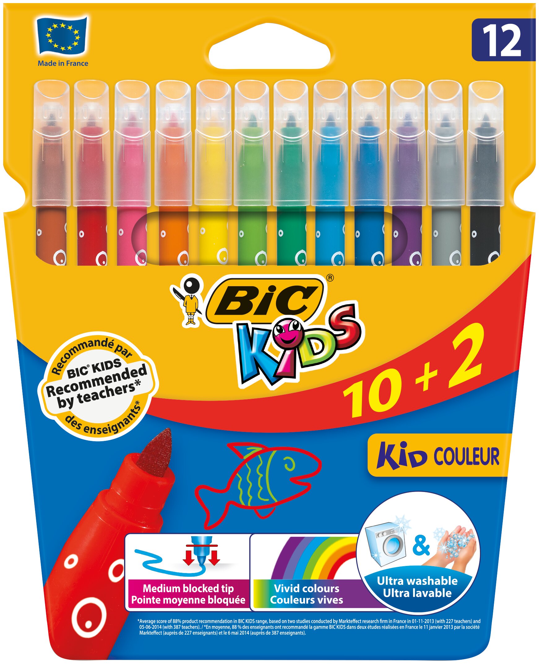 Imagem 0 de Pack de 10+2 Marcadores de Cores Laváveis para Criança Kids Couleur
