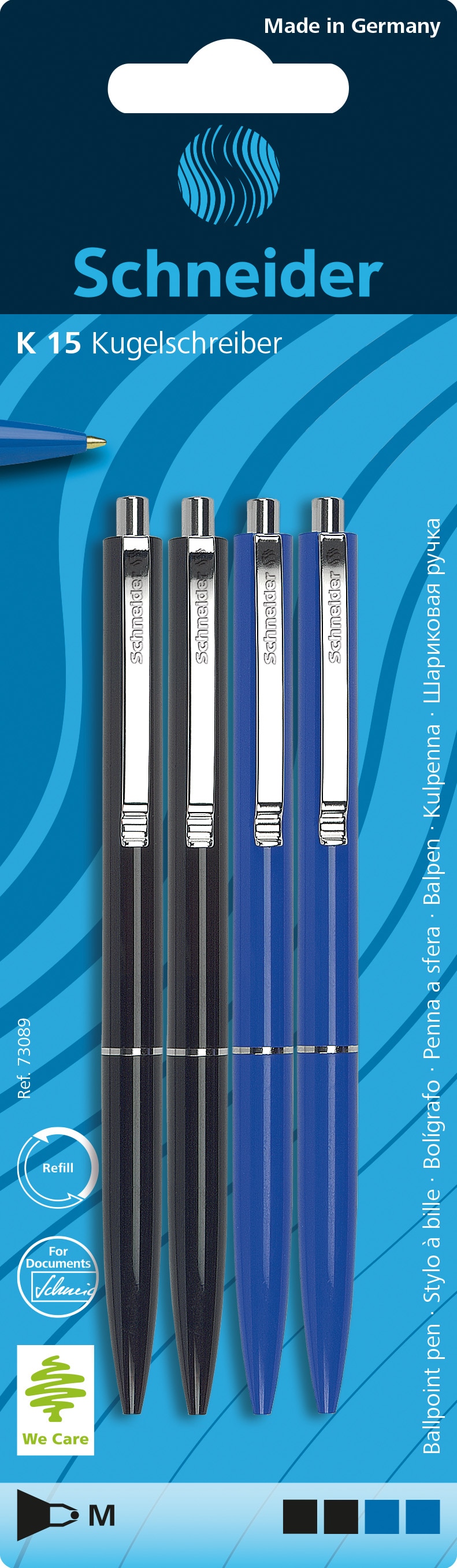 Imagem 0 de Conjunto de Canetas Preto/Azul 4 Unidades Ballpoint K15 Schneider