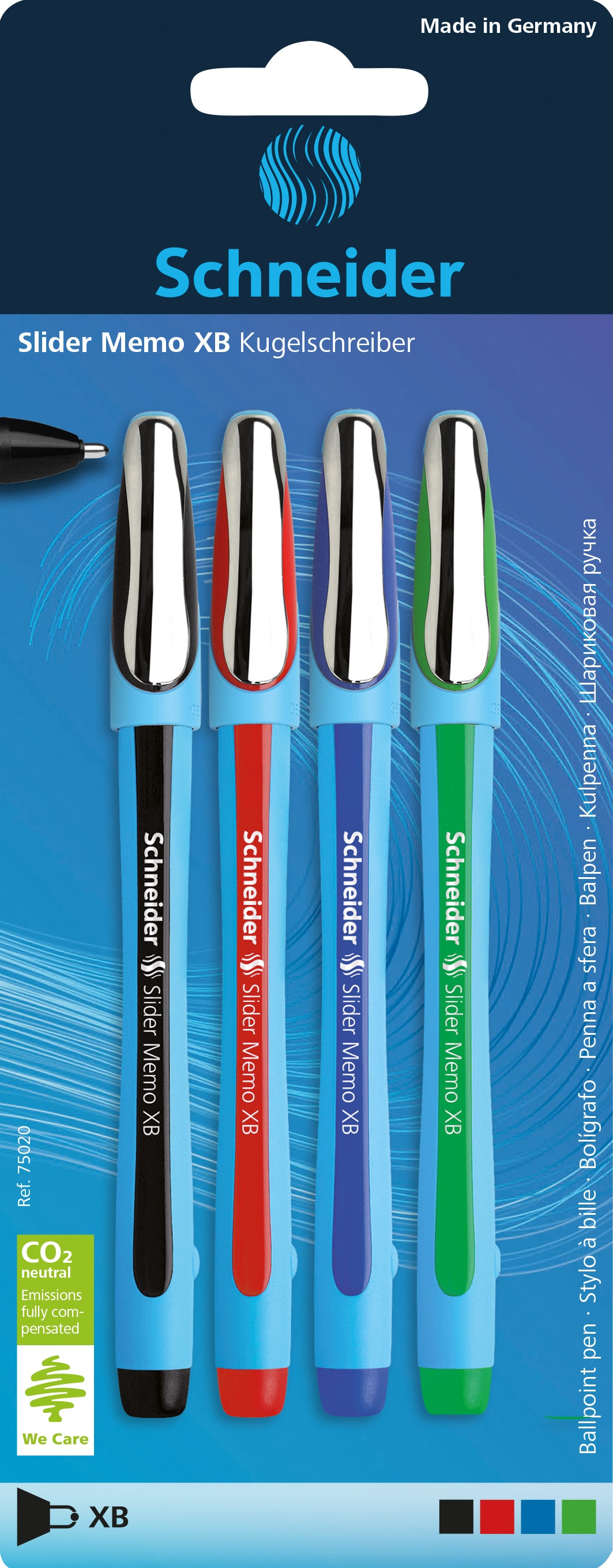 Conjunto de Esferográficas Slider Memo XB Sortidas 4 unidades Schneider 1