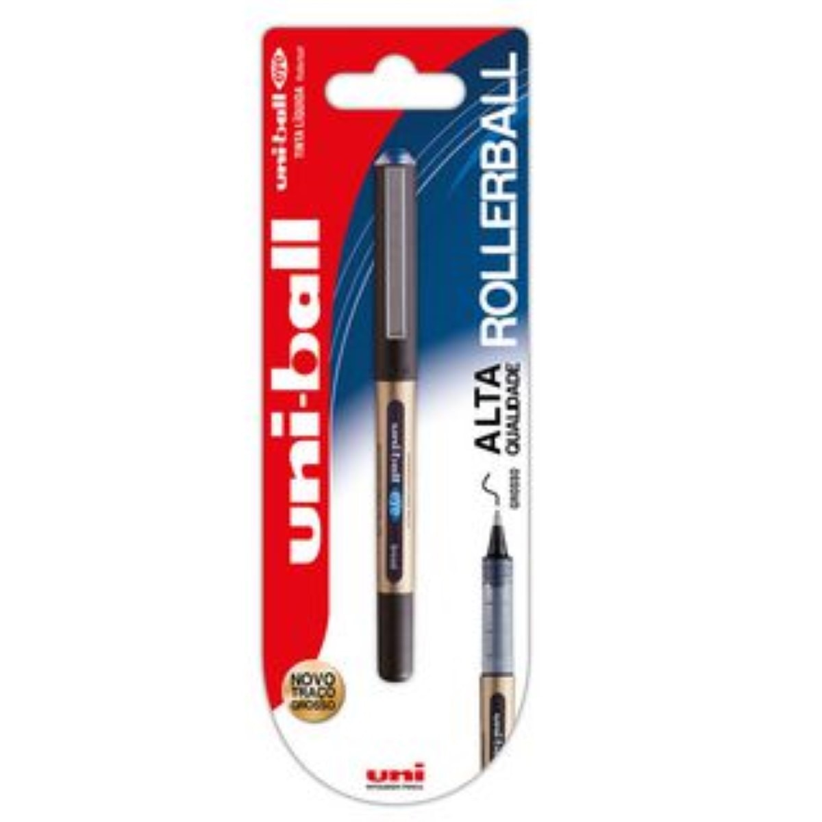 Esferográfica Eye UB-150, Ponta 1 mm, Corpo Preto, Tinta Azul Uni Ball 1