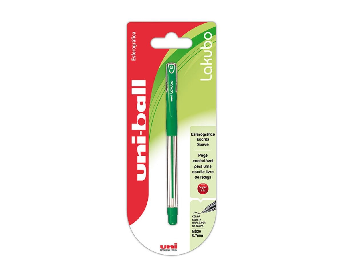 Esferográfica Lakubo Transparente Verde Uni Ball 1