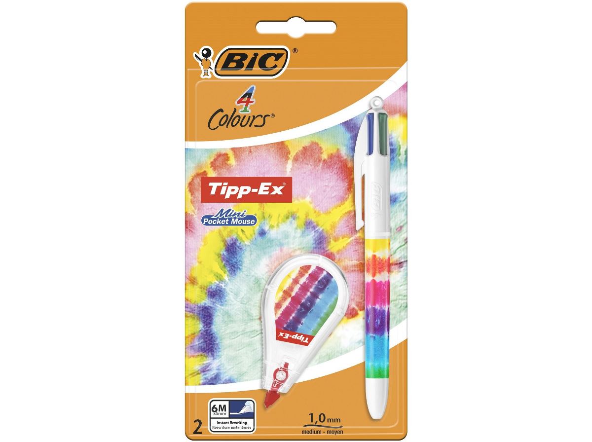 Esferográfica 4 Cores Bic Tie Dye + Corretor Tipp-Ex 1