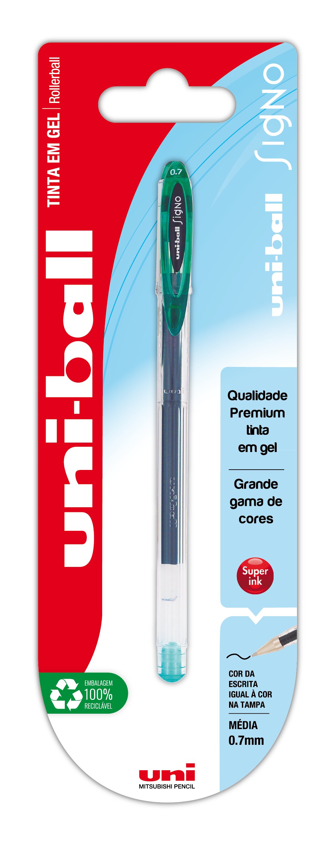 Esferográfica Uni-ball Signo 120 Tinta em Gel - Verde 1