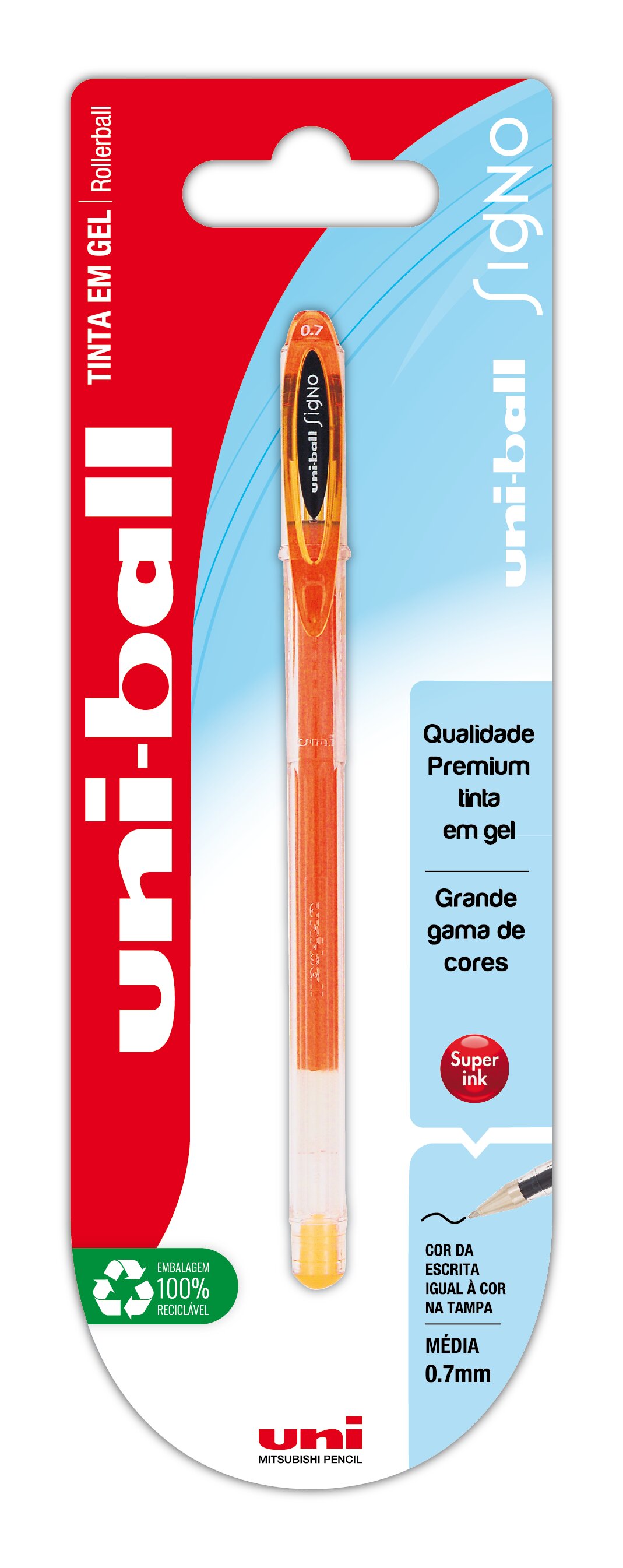 Esferográfica Uni-ball Signo 120 Tinta em Gel - Laranja 1
