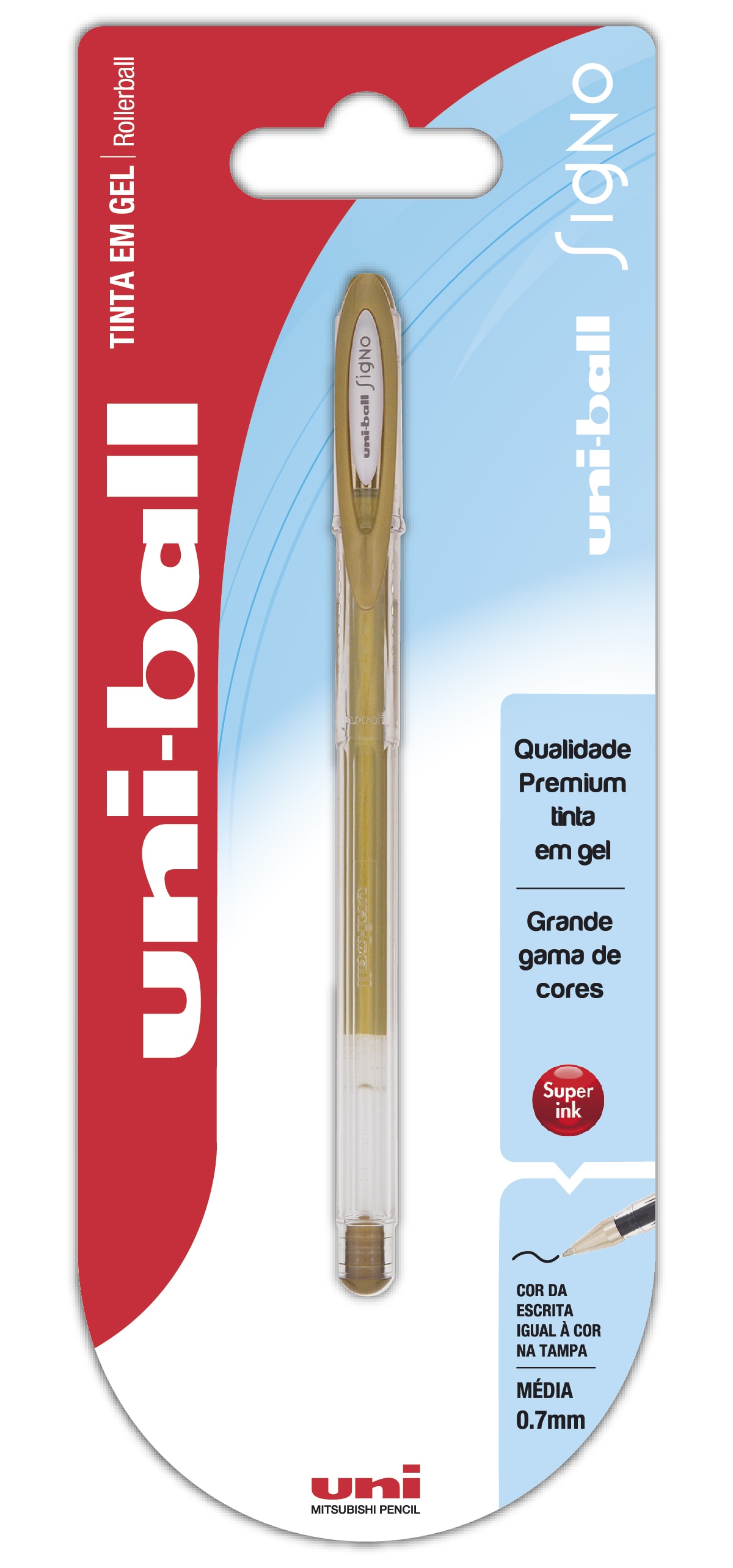 Esferográfica Uni-ball Signo 120 Tinta em Gel - Dourado 1
