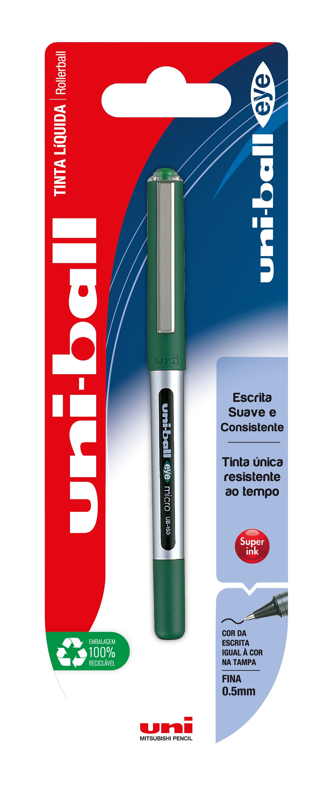 Esferográfica Uni-ball Eye 150 Tinta Líquida - Verde 1