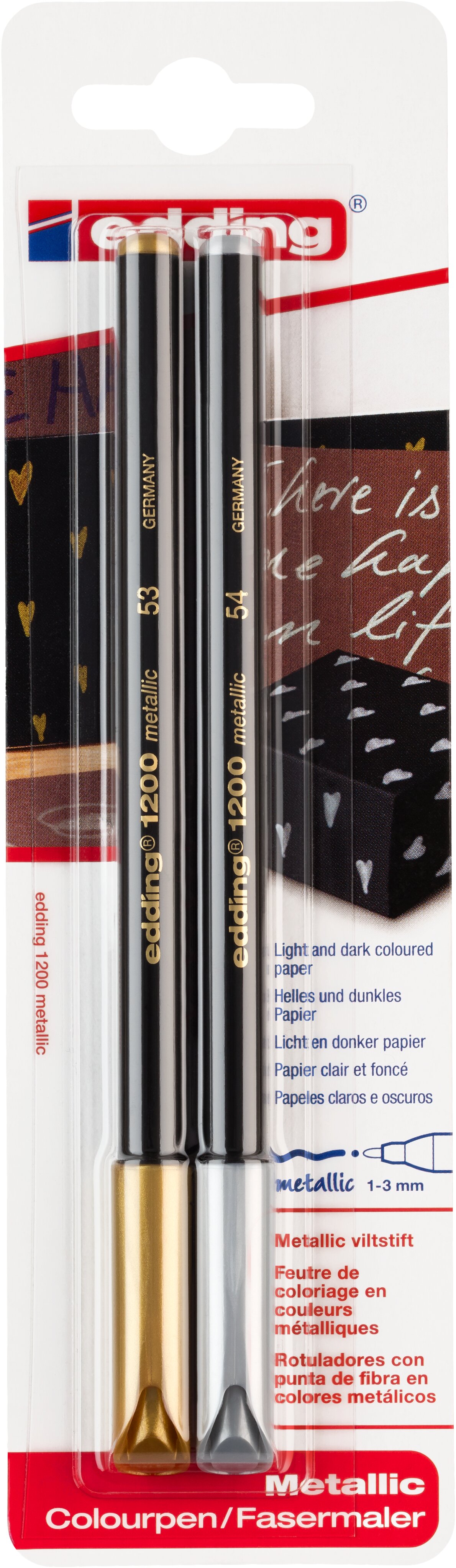 Imagem 0 de Blister com 2 Marcadores Edding 1200 Metallic Dourado e Prateado