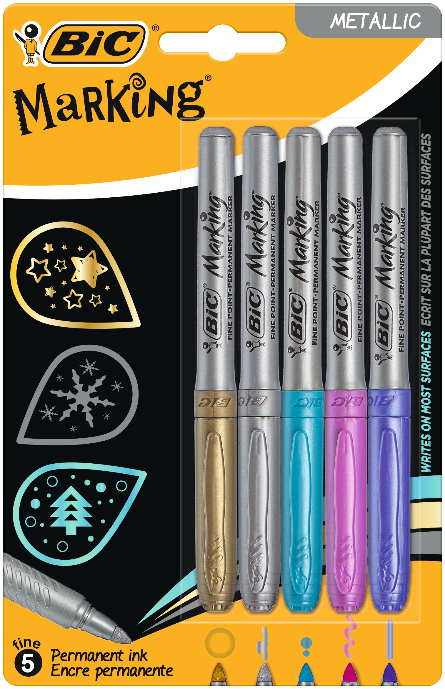 Pack de 5 marcadores permanentes Marking Metallic 1