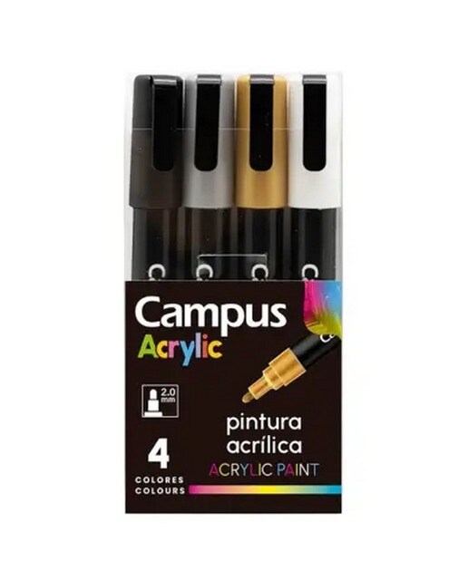 Imagem 0 de Marcadores Campus  pack 4 Acrilico cores metálicas
