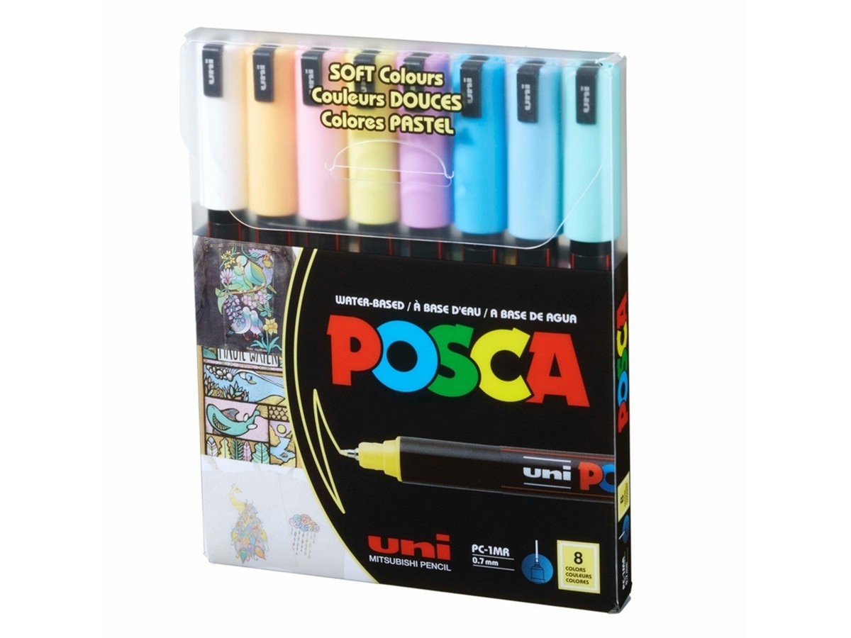 Imagem 0 de Marcador Permanente Uni Posca Pc-1Mr Extra Fino 0,7Mm Cores Pastel C/8