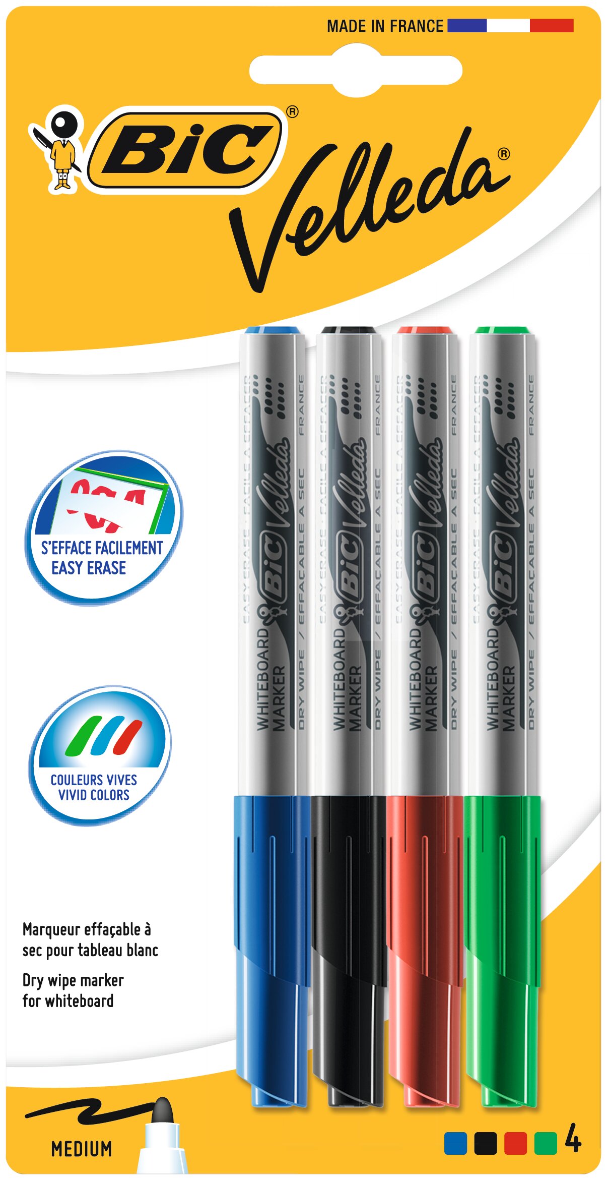 Imagem 0 de Pack de 4 marcadores de quadro branco Velleda 1741 Ponta Média