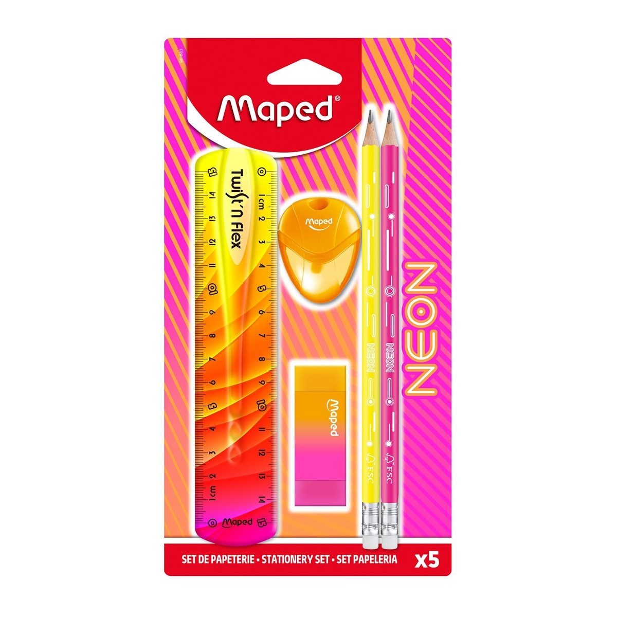 Imagem 0 de Conjunto Escolar de 5 Peças em Neon