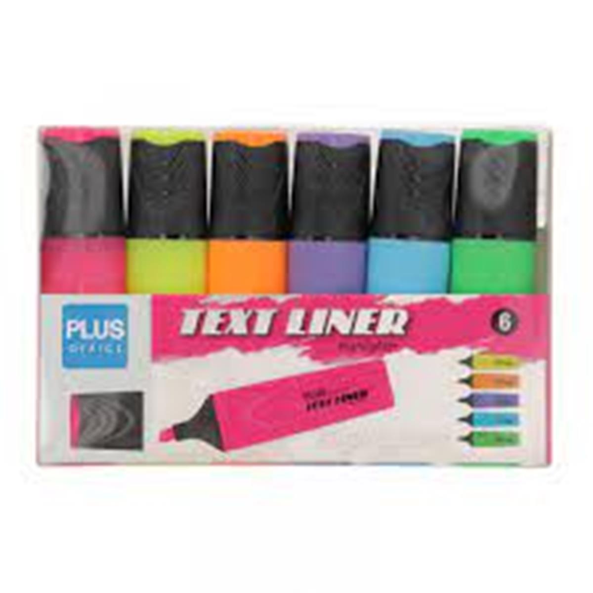 Conjunto de 6 Marcadores Fluorescentes Plus Office Cores Néon 2