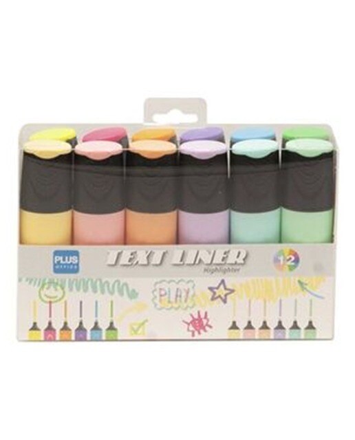 Conjunto de 12 Marcadores Sublinhadores Plus Office Tons Pastel 1