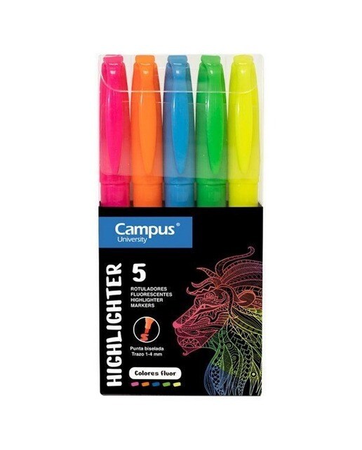Conjunto de 5 Canetas de Feltro Fluorescentes 1
