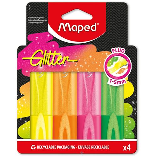 Imagem 0 de Marcador Maped Flúor Glitter - 4 Unidades
