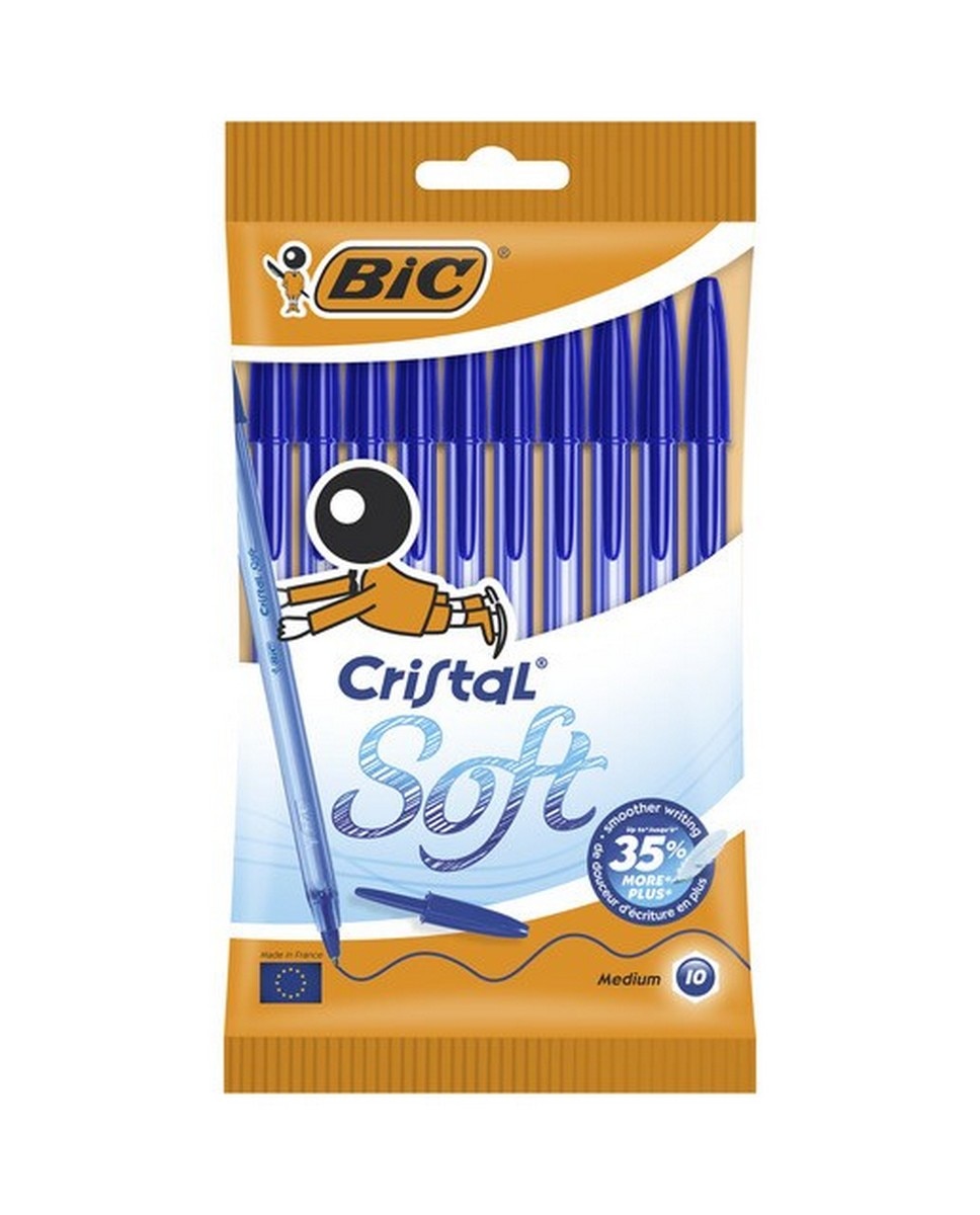 Imagem 0 de Pack de 10 canetas esferográficas Cristal Soft Ponta Média e Escrita Suave azul