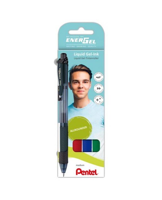 Blister de 4 Esferográficas Roller Pentel Energel 1