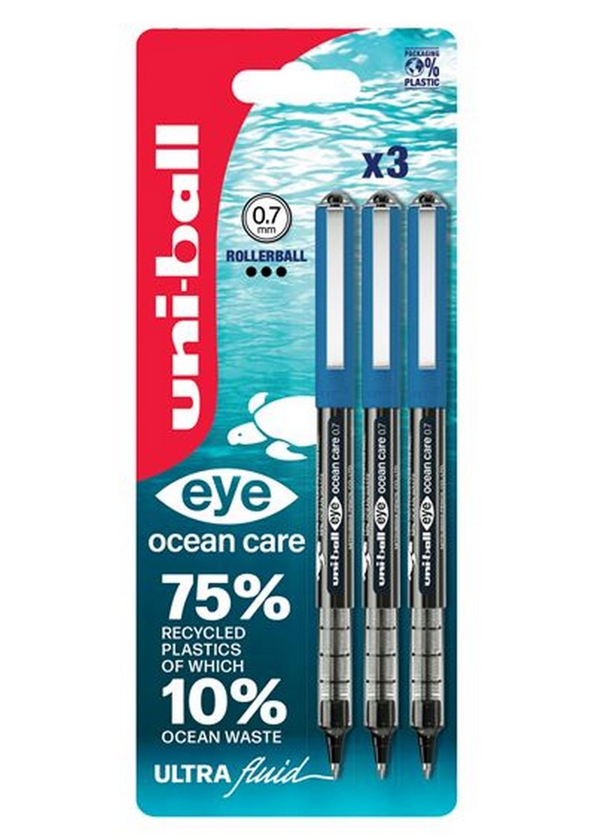 Imagem 0 de Caneta Roller Uni-Ball Eye Ocean Care UB 157 Preto - Blister 3 Unidades