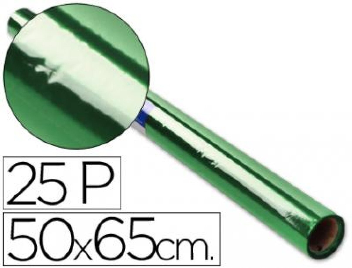 Rolo de papel Celofan transparente verde 25 folhas 0.50x16.25 m 1
