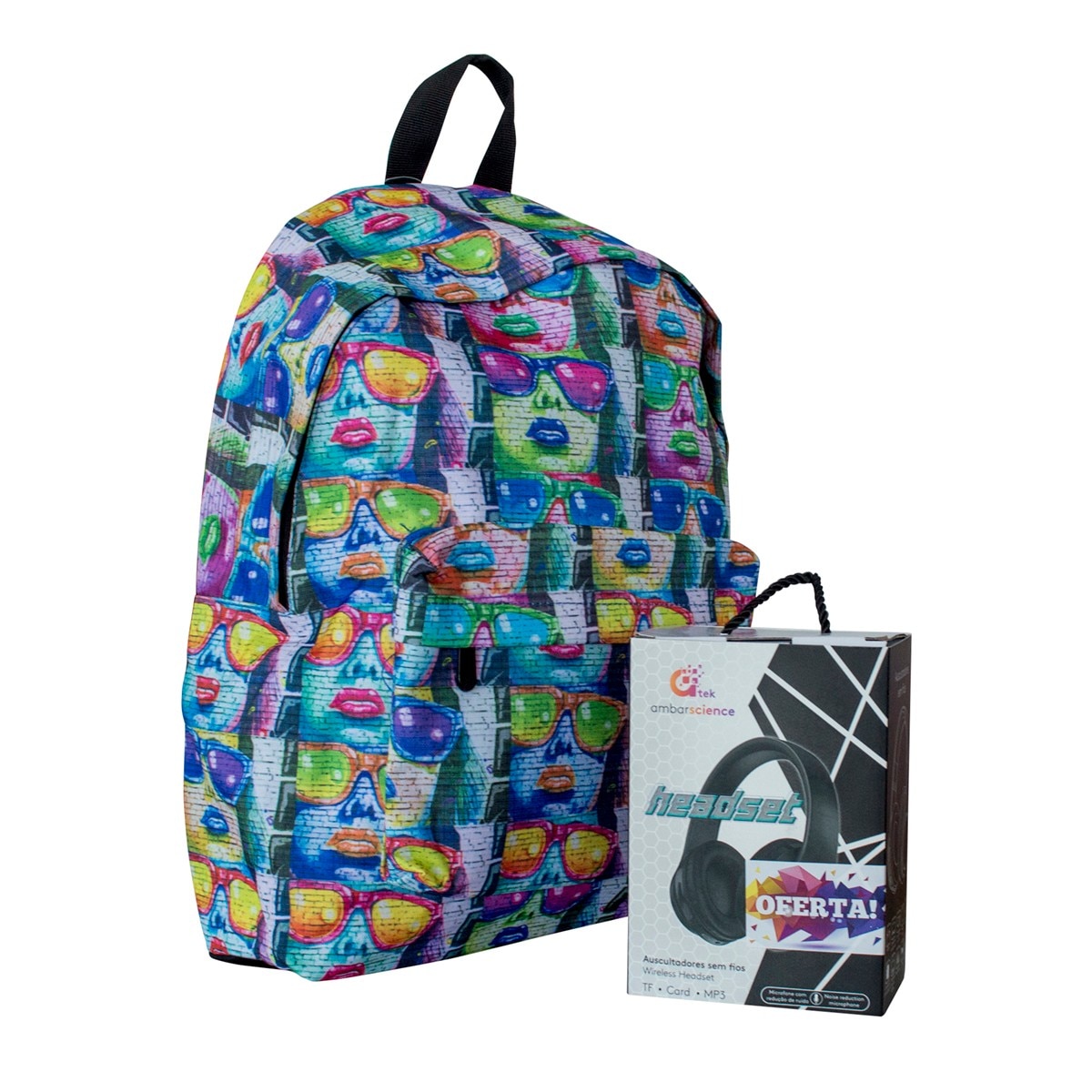 Mochila Escolar Urban Pop Inverse com Headphones Ambar 3