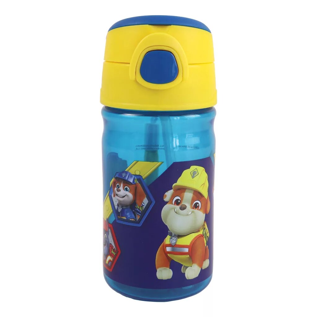 Imagem 0 de Garrafa de Plástico com palhinha Paw Patrol Rubble e gancho, 350 ml