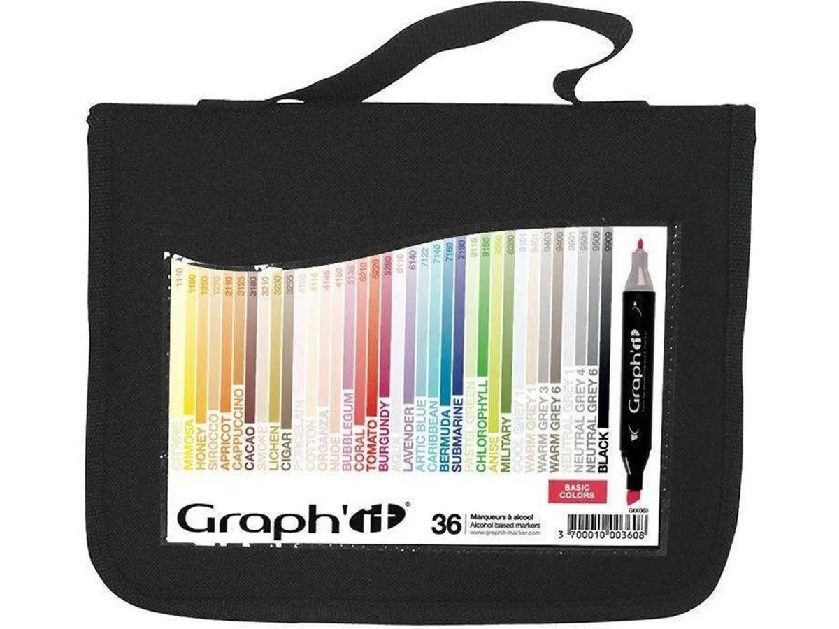 Conjunto de 36 Marcadores de Duas Pontas GRAPH'IT 1