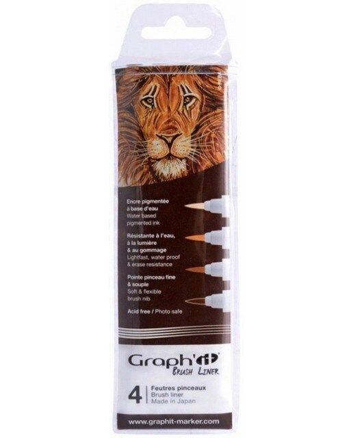 Imagem 0 de Conjunto de 4 Marcadores Brush Liner Tons de Castanho Graph'It