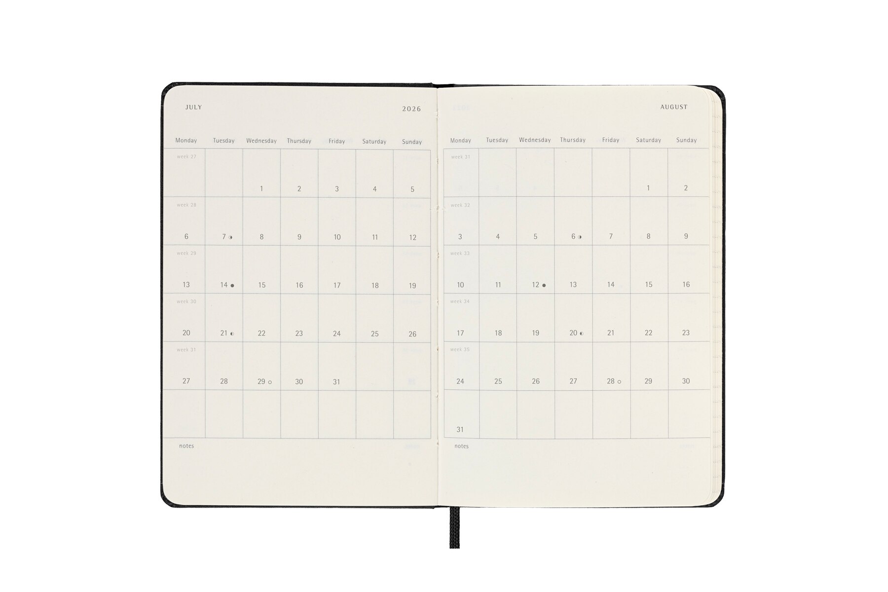 Agenda Semanal Horizontal 18 Meses 2025-26 Preto-5