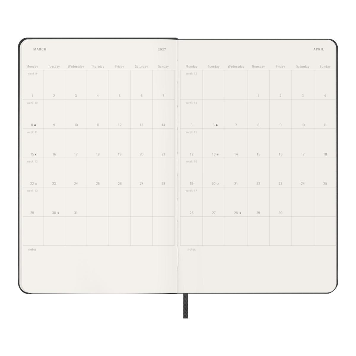 Agenda Classic 2027 Grande Semanal, capa dura, 12 meses, Preto Preto-4